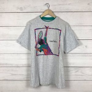 Vintage 1991 Andrew Carson Lake Tahoe Tennis Art T-Shirt